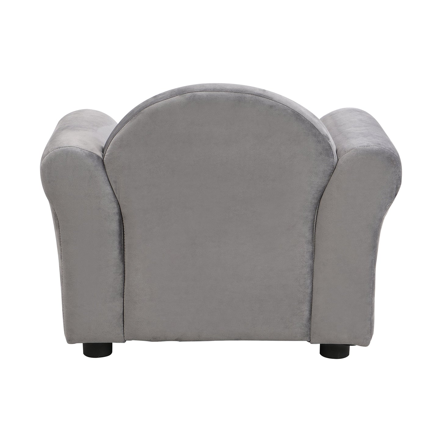 Kids Gray Velvet Upholstered Chair with Ottoman