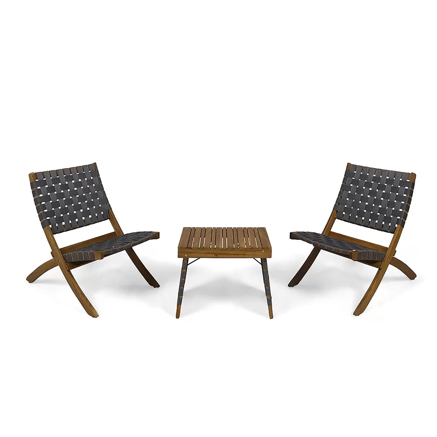 Kayla Outdoor Foldable 2 Seater Chat Set - Brown / Gray