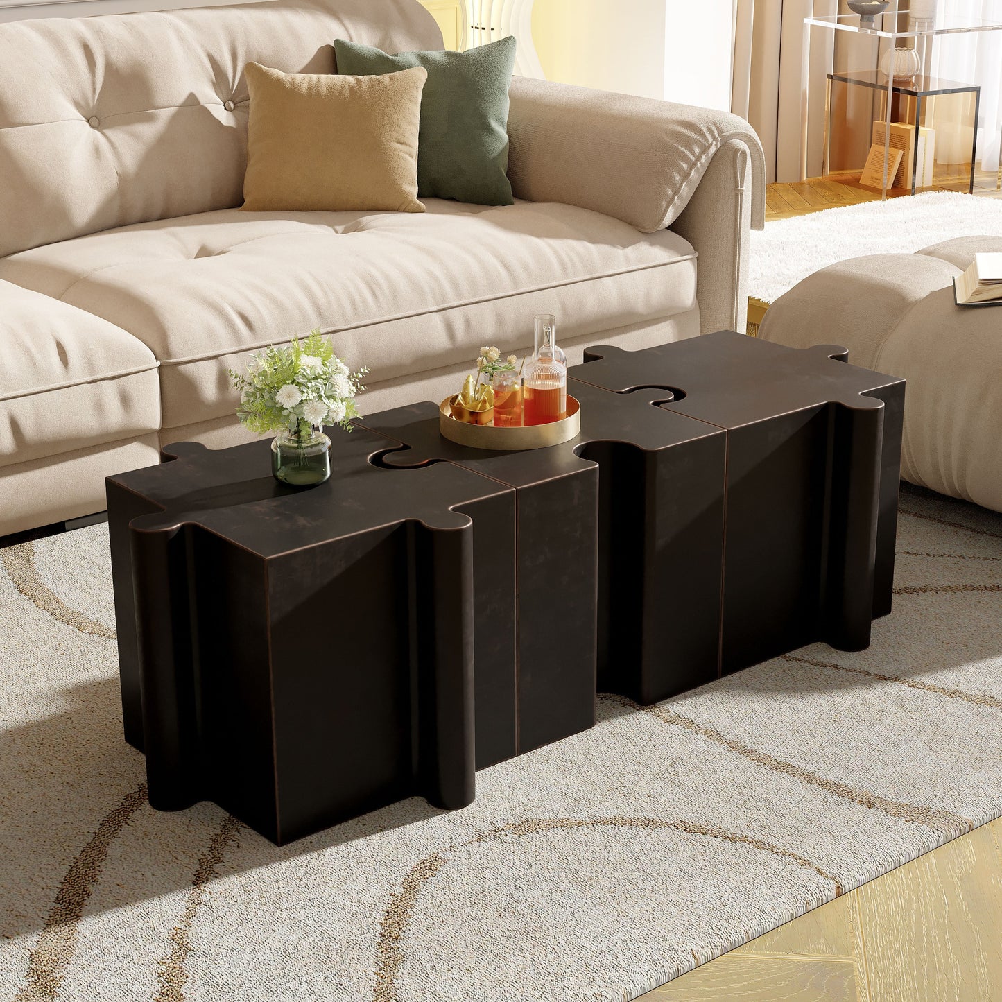3-Piece Artistic Puzzle Table Set