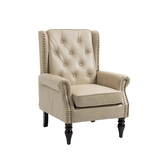 Modern Accent Chair Lounge Chair with Sturdy Wood Legs in Camel PU Leather