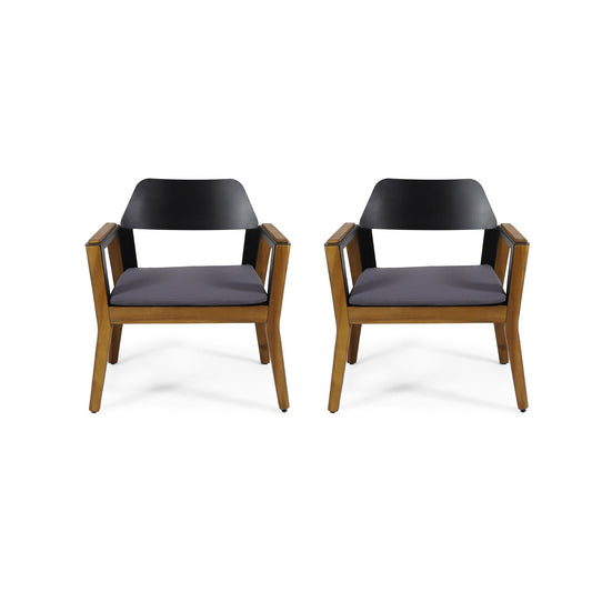 Soho Transitional Style Outdoor Club Chair Set of 2 with Cushions