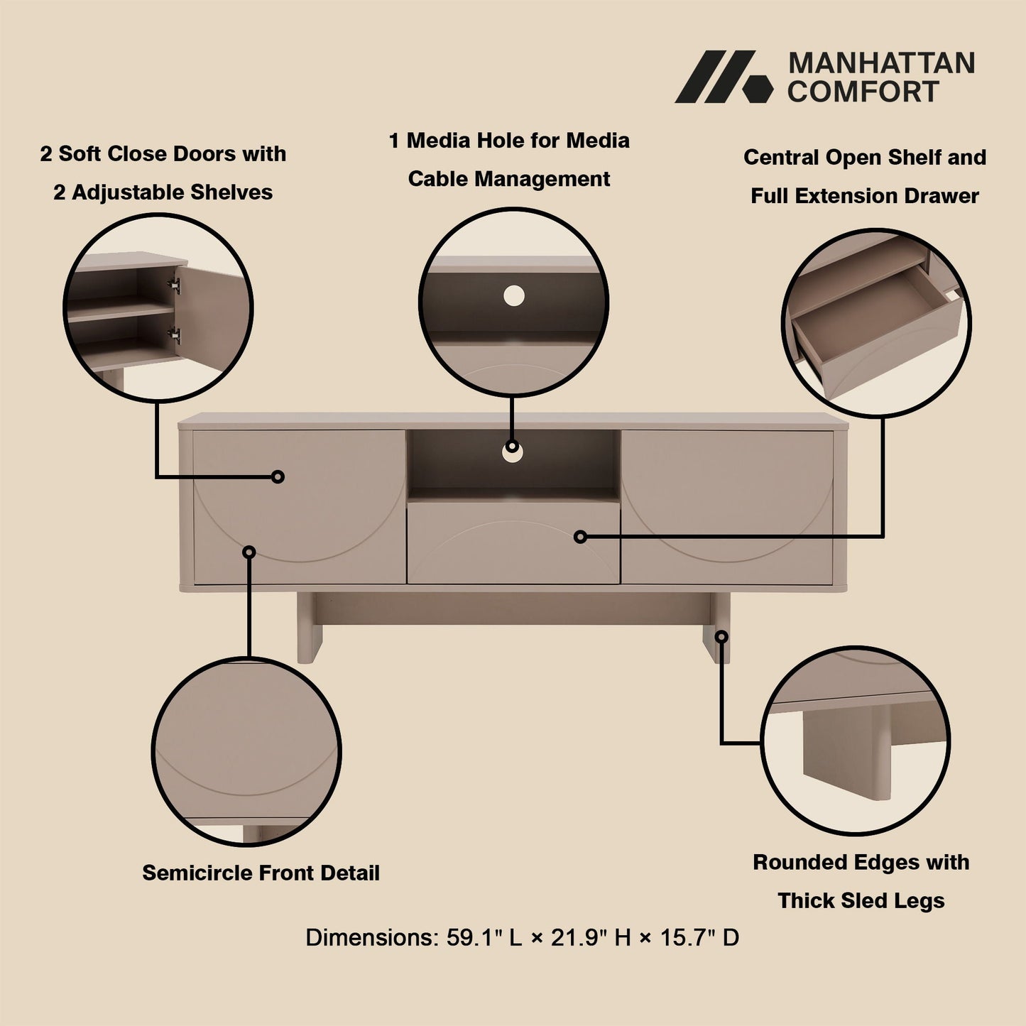 Ella - TV Stand With Adjustable Shelves