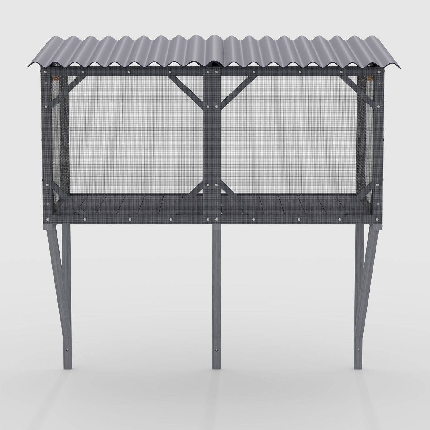 Premium Cat Window Box With Bug Proof Net For Large Indoor Cats Spruce Wood & Polyester - Antique Gray