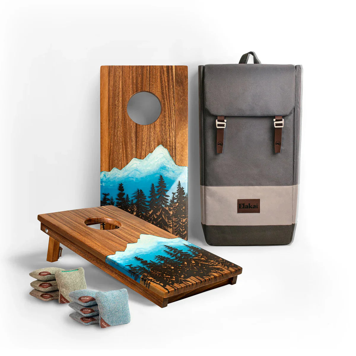 Elakai 1ft x 2ft Resin & Wood Travel Cornhole Set | Mountain Collection
