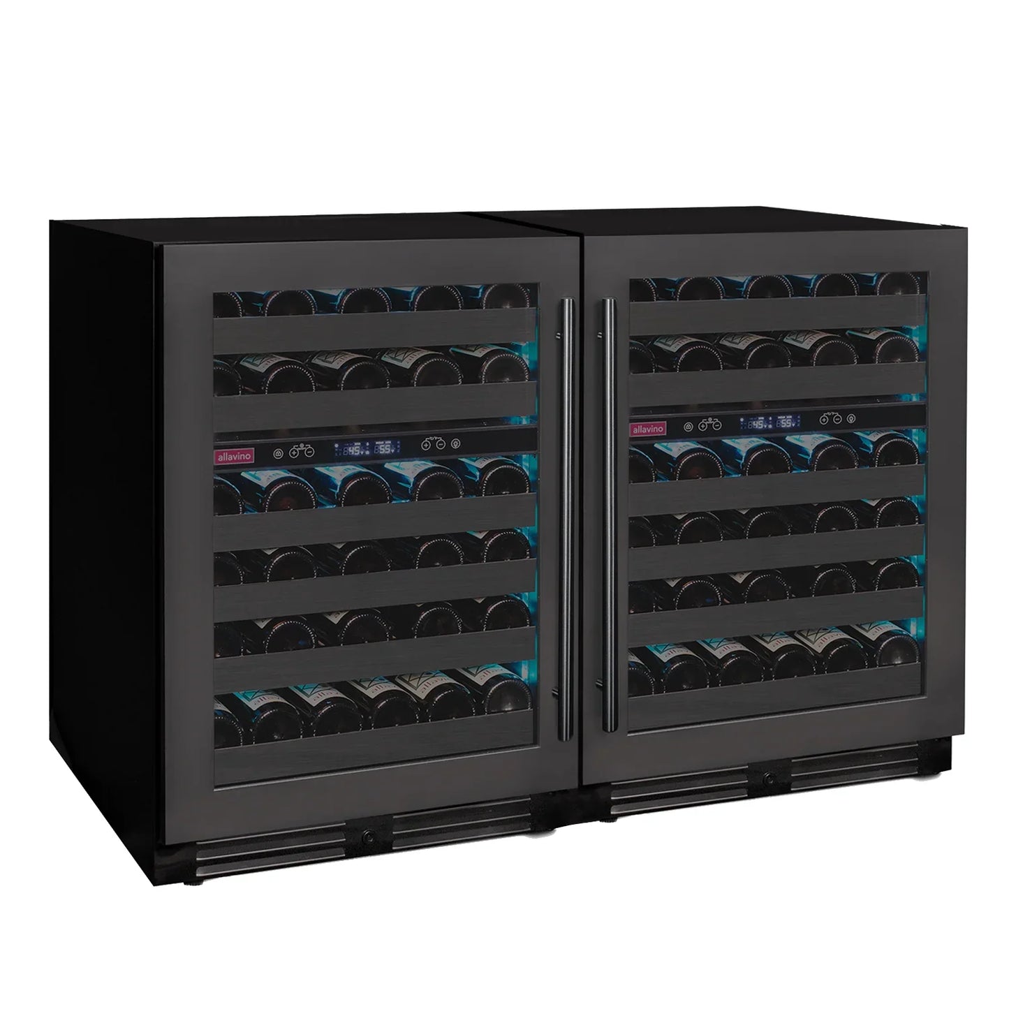 Allavino Reserva Series 100 Bottle 34" Tall Black Stainless Steel Side-by-Side Wine Cooler Refrigerator