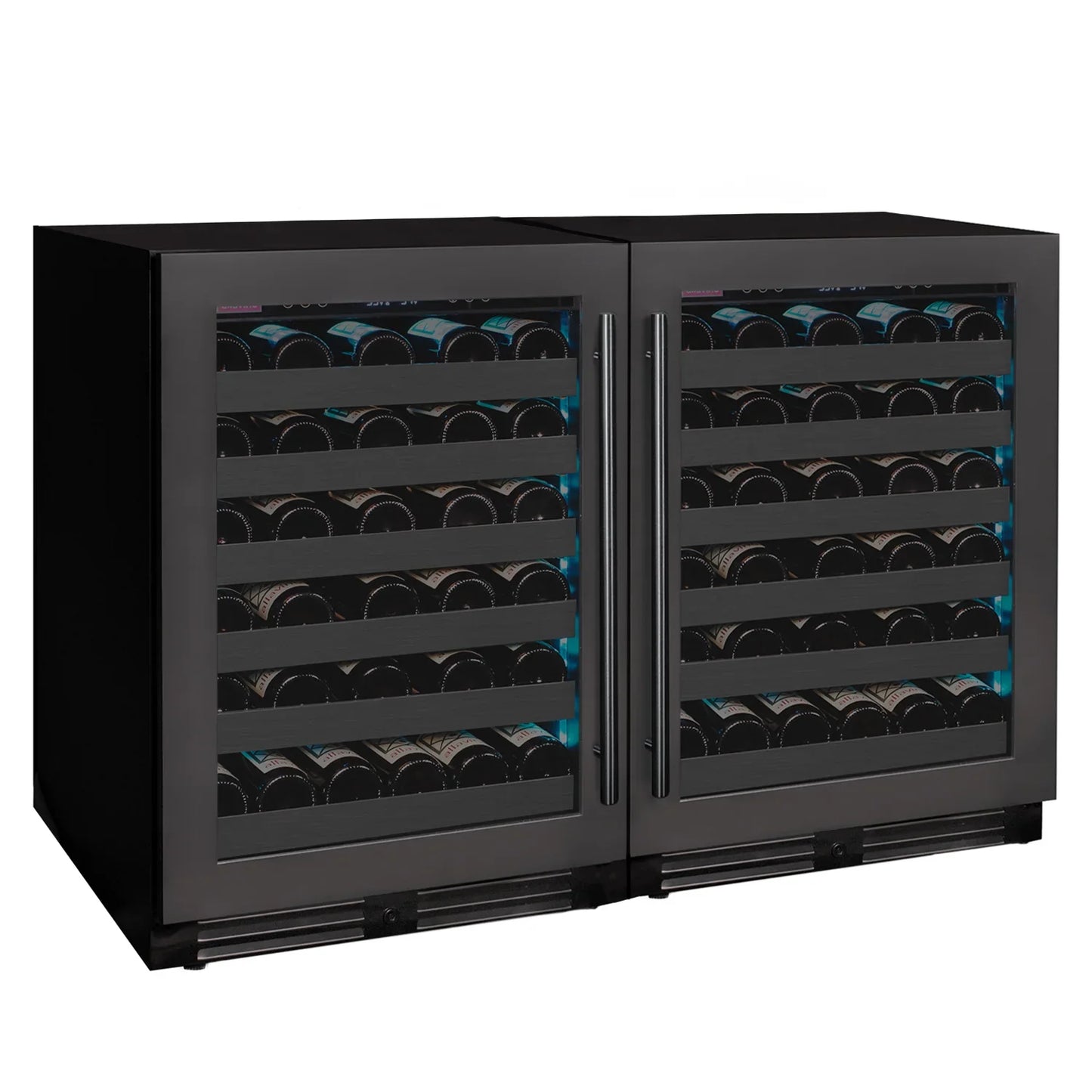 Allavino Reserva Series 100 Bottle 34" Tall Black Stainless Steel Side-by-Side Wine Cooler Refrigerator