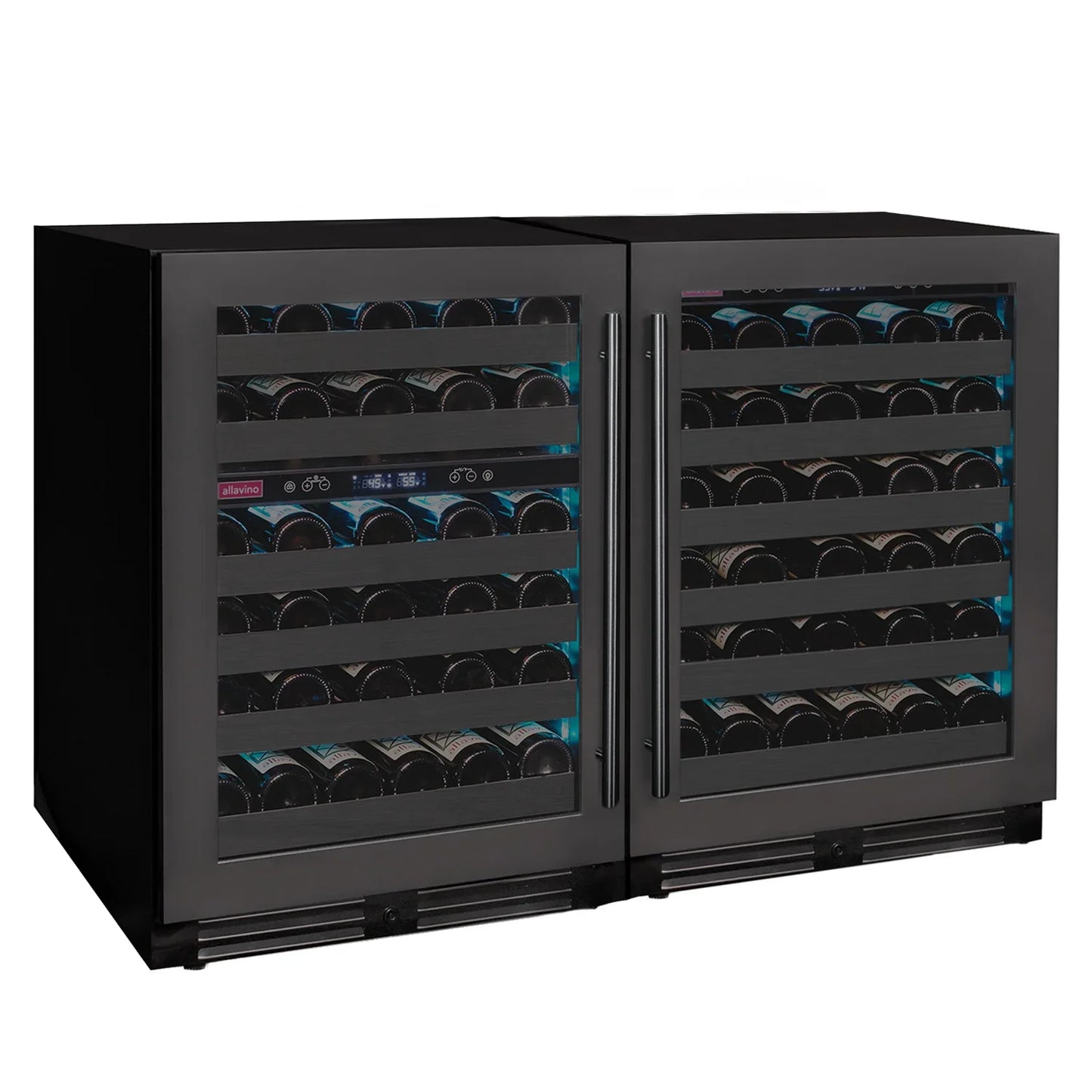 Allavino Reserva Series 100 Bottle 34" Tall Black Stainless Steel Side-by-Side Wine Cooler Refrigerator