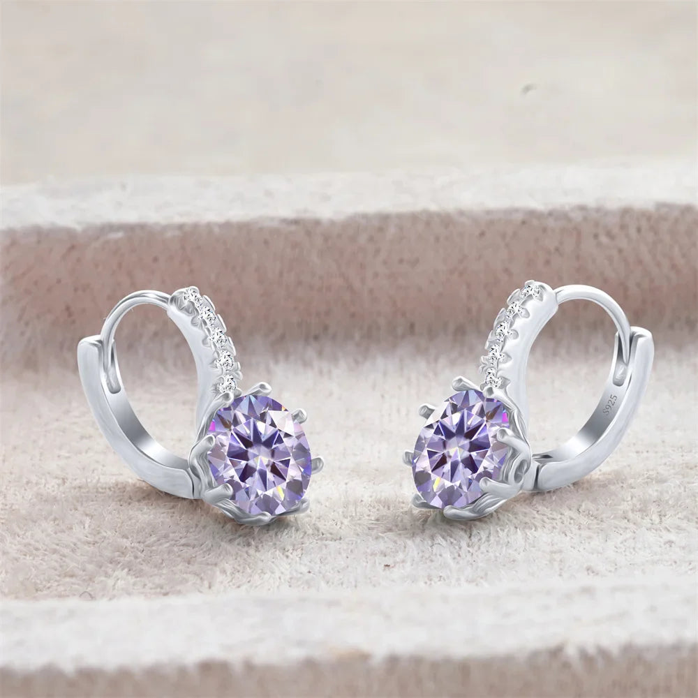 2 Carat Moissanite Drop Earrings Sterling Silver Solitaire Studs For Women