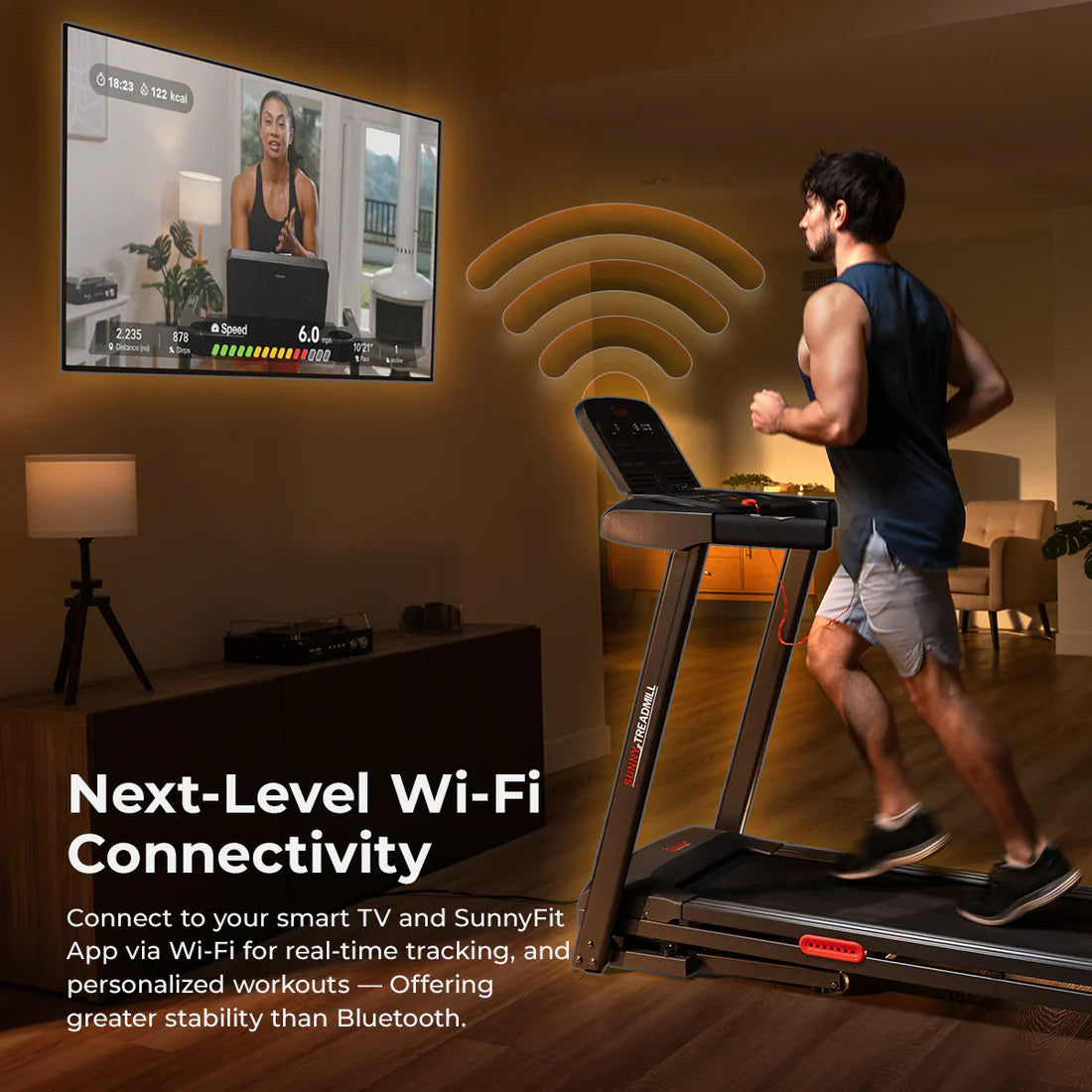 Active 300 Smart Manual Incline Wi-Fi Treadmill by Sunny Health & Fitness