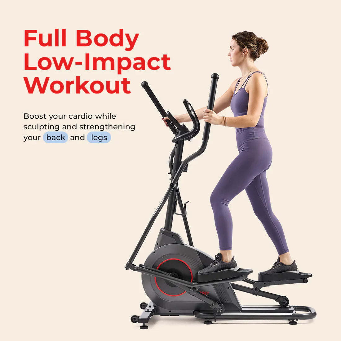 Ultra Silent Smart Elliptical Exerciser by Sunny Health & Fitness