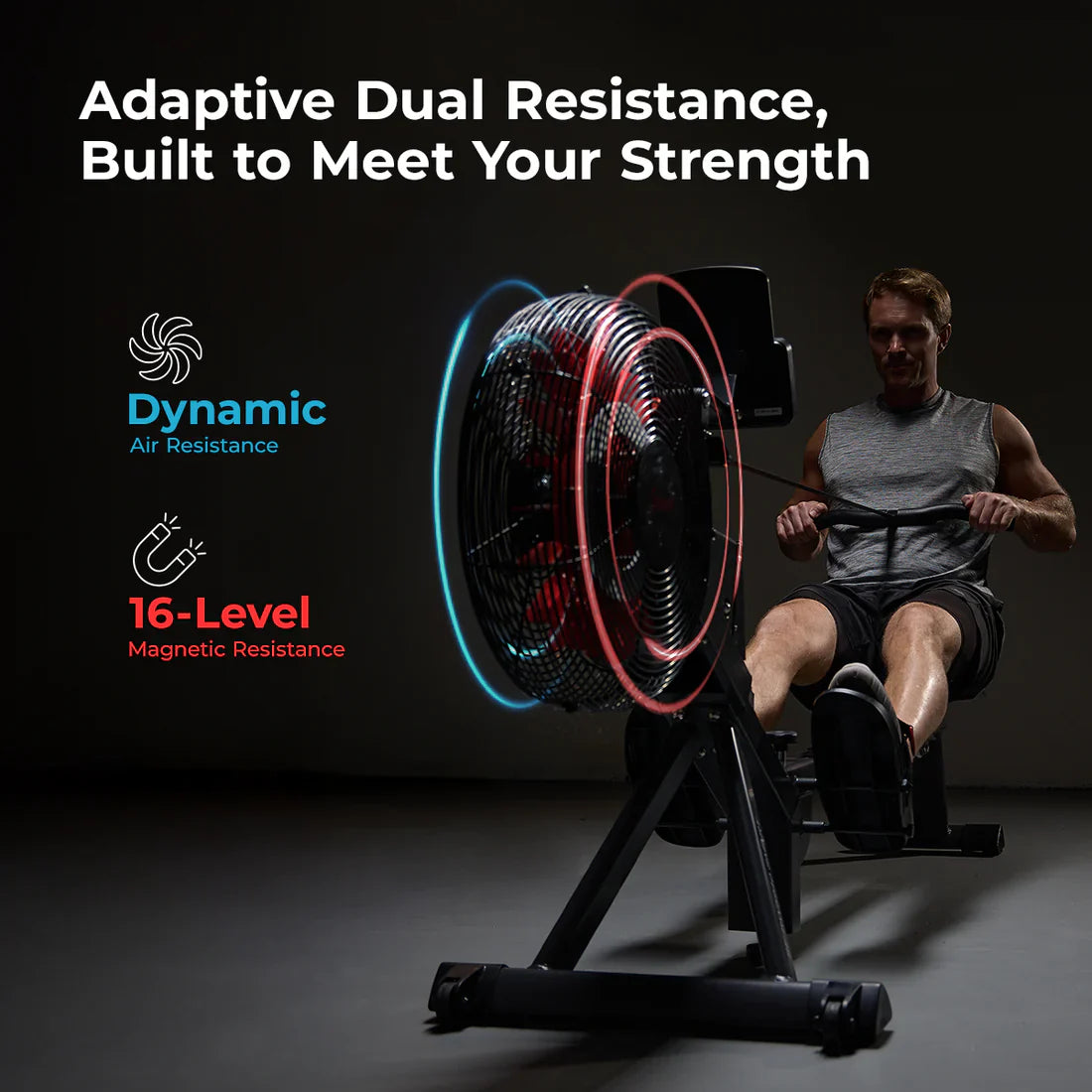 Air and Magnetic Resistance Exercise Rowing Machine by Sunny Health & Fitness