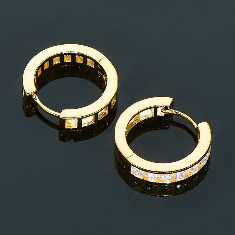 2.5mm Moissanite Hoop Huggie Earrings 925 Sterling Silver Unisex Certified Pair