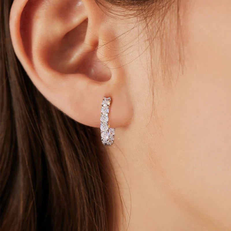 2.6ct D Moissanite Hoop Earrings Wedding 925 Sterling Silver White Gold Plated