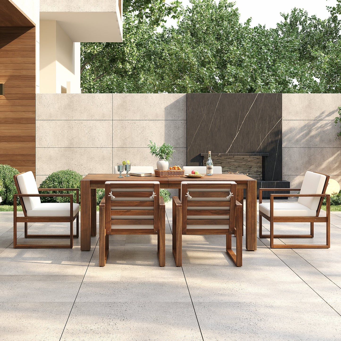 TREXM Patio Table and Chairs Set, 7-Piece Outdoor Dining Set for 6