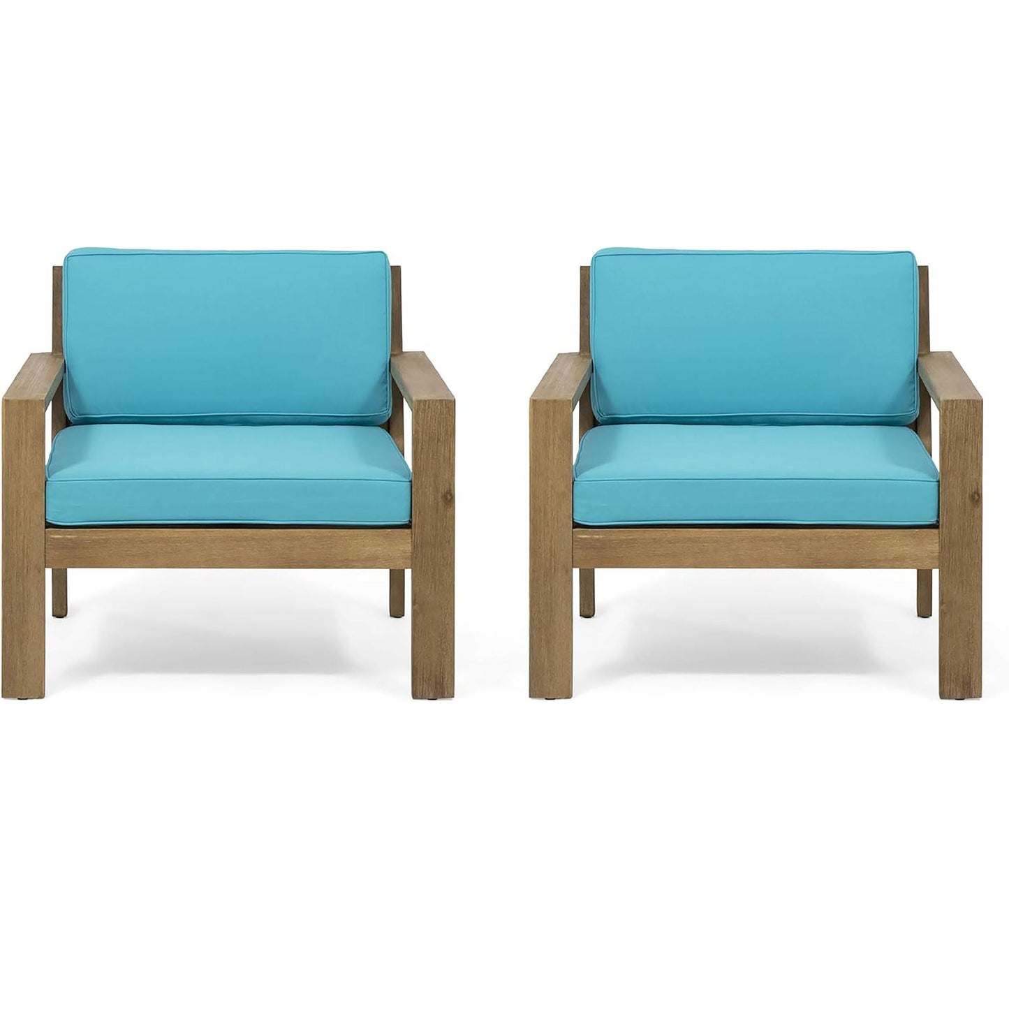 Antoine Outdoor Acacia Wood Club Chairs With Cushions (Set of 2)