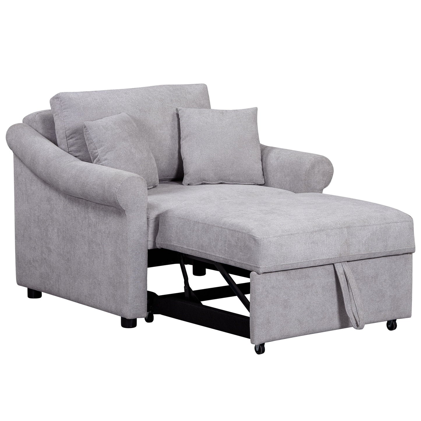 Convertible Sleeper Chair With Adjustable Backrest, 3 In 1 Lounger Chair Turns Into Bed, Single Bed For Living Room