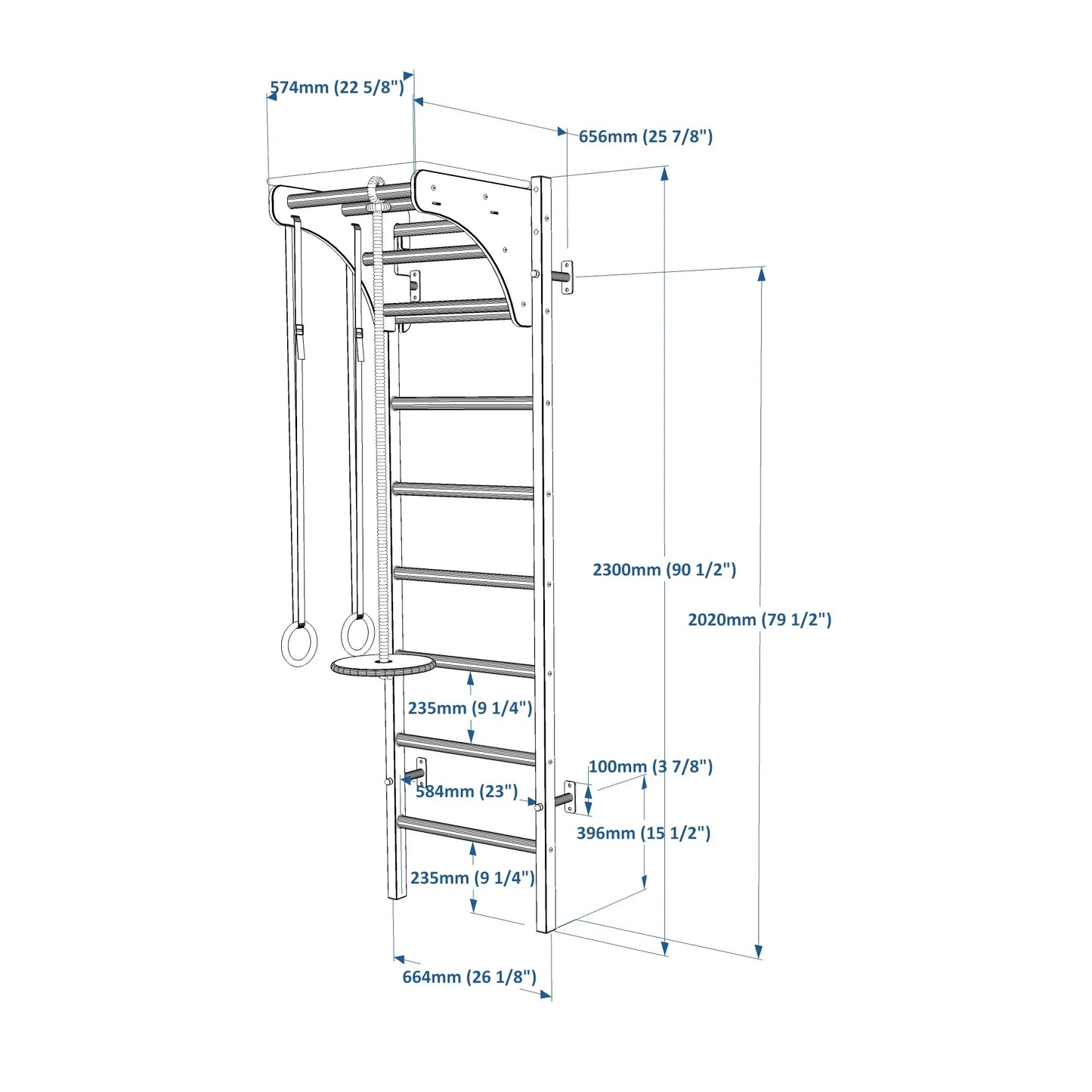 BenchK 212 Home Gymnastics Ladder with Accessories and Removable Desk
