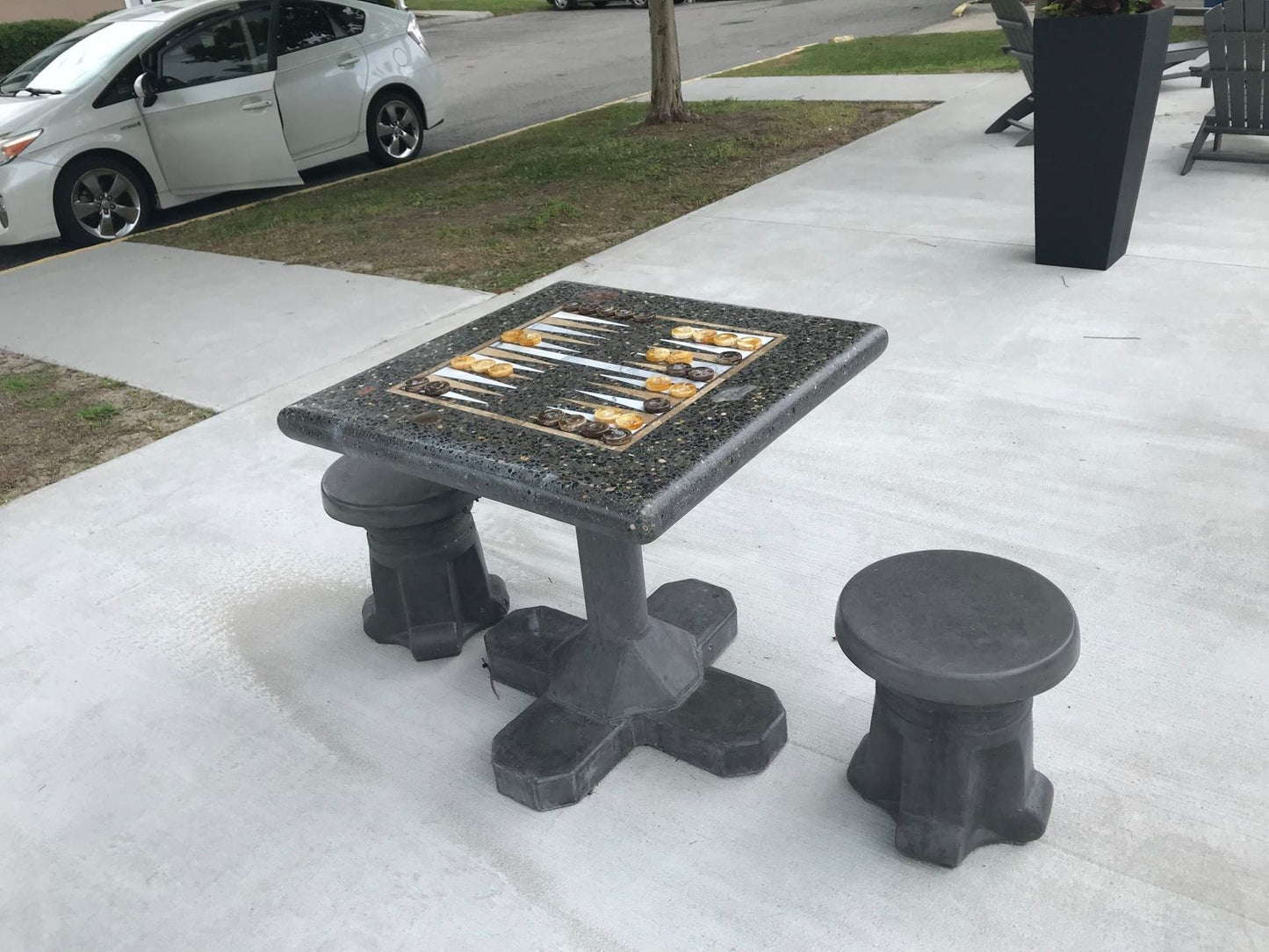 Stone Age Concrete Outdoor Backgammon Table Freestanding