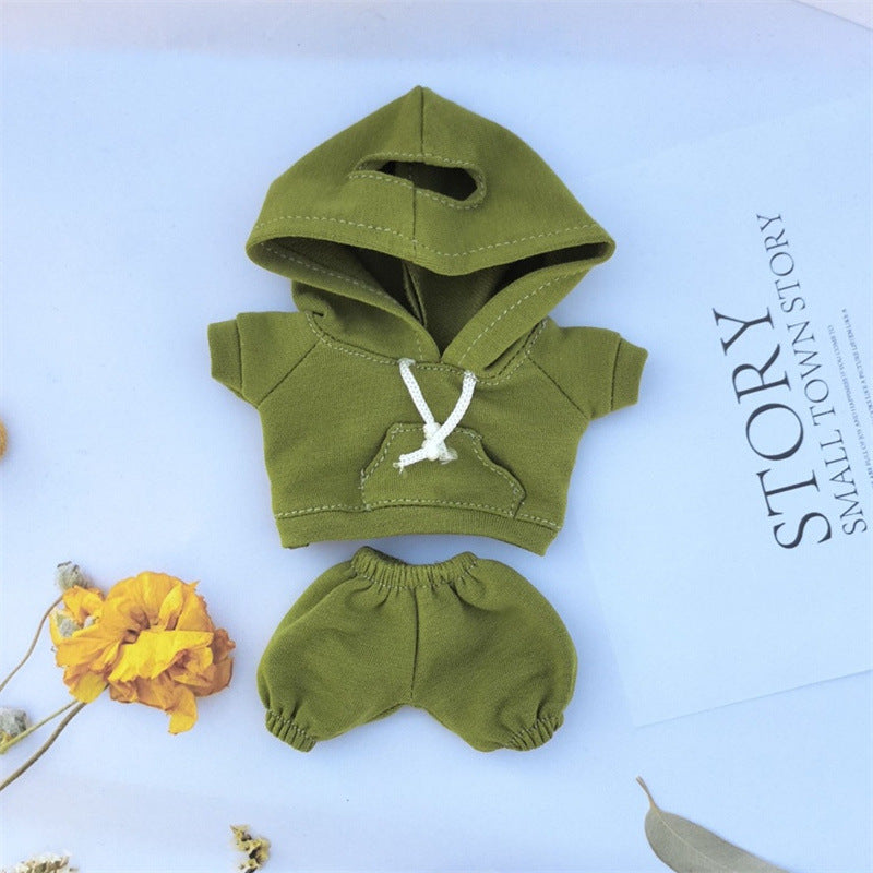 17cm Vinyl Macaron Plush Keychain Pulling Cloth Pendant Labubu Doll for Hoodie Pants Set