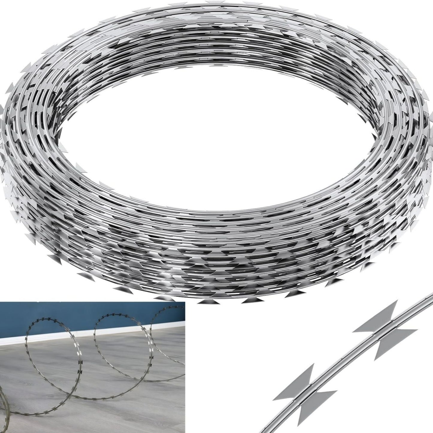 Galvanized Barbed Wire Fence Roll, Security Fencing With Sharp Razor Edges