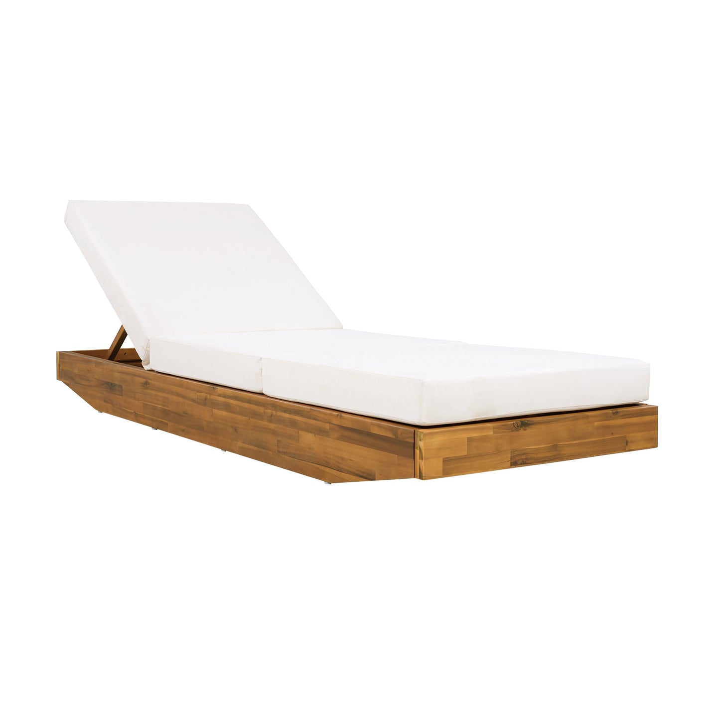 Acacia Wood Chaise Lounge with Cushion