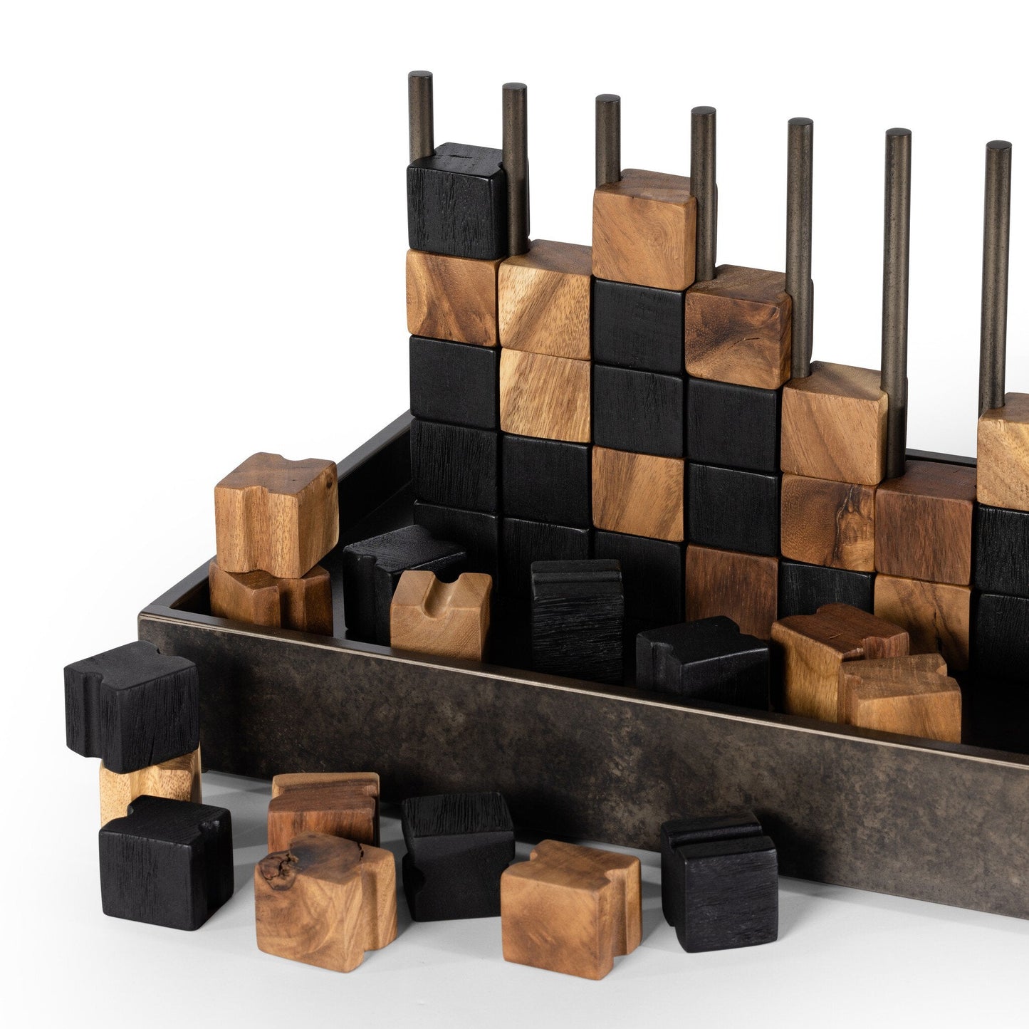 Four Hands Four In A Row Game - Aged Grey Iron