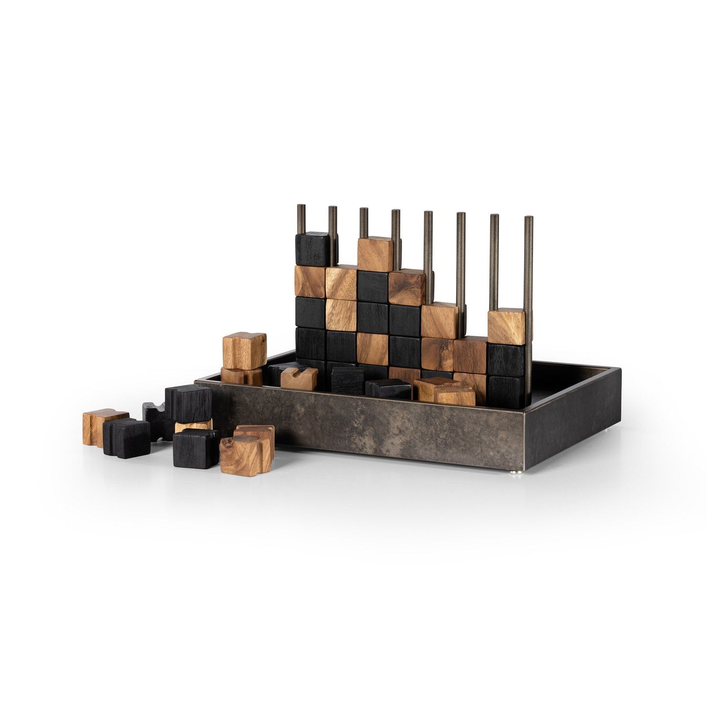 Four Hands Four In A Row Game - Aged Grey Iron