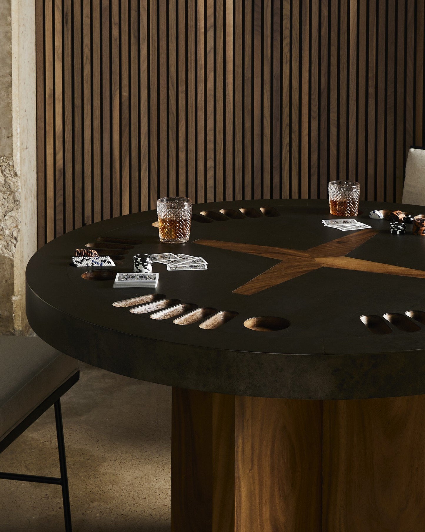 Four Hands Aged Metal Poker Table - Handmade Game Table