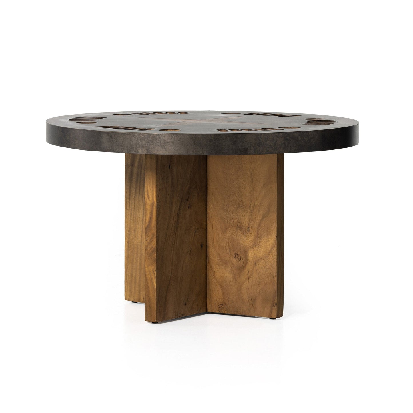 Four Hands Aged Metal Poker Table - Handmade Game Table