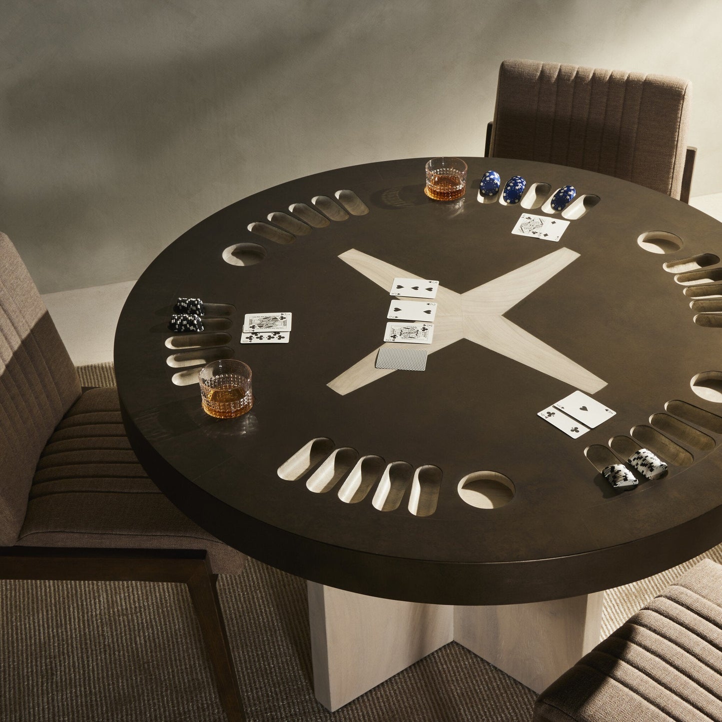Four Hands Aged Metal Poker Table - Handmade Game Table
