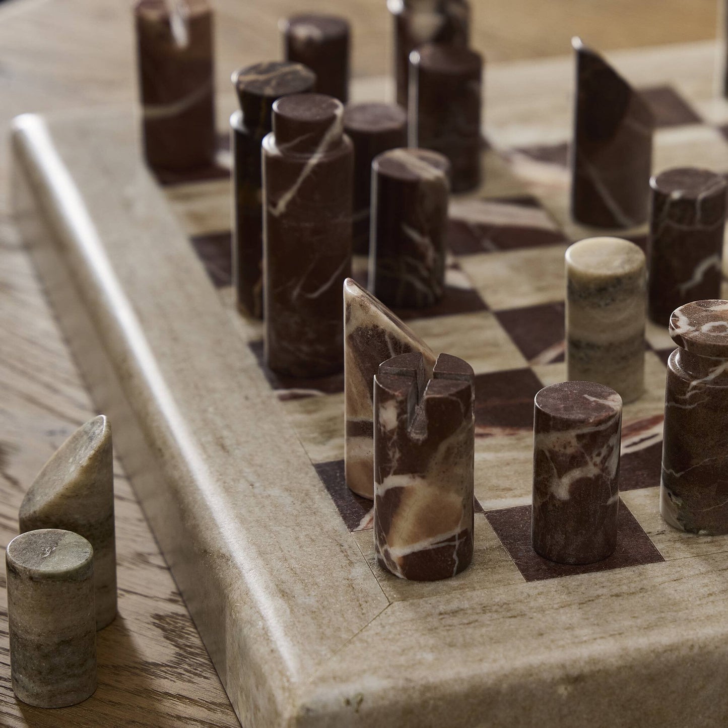 Four Hands Stone Chess Set - Antique White Marble