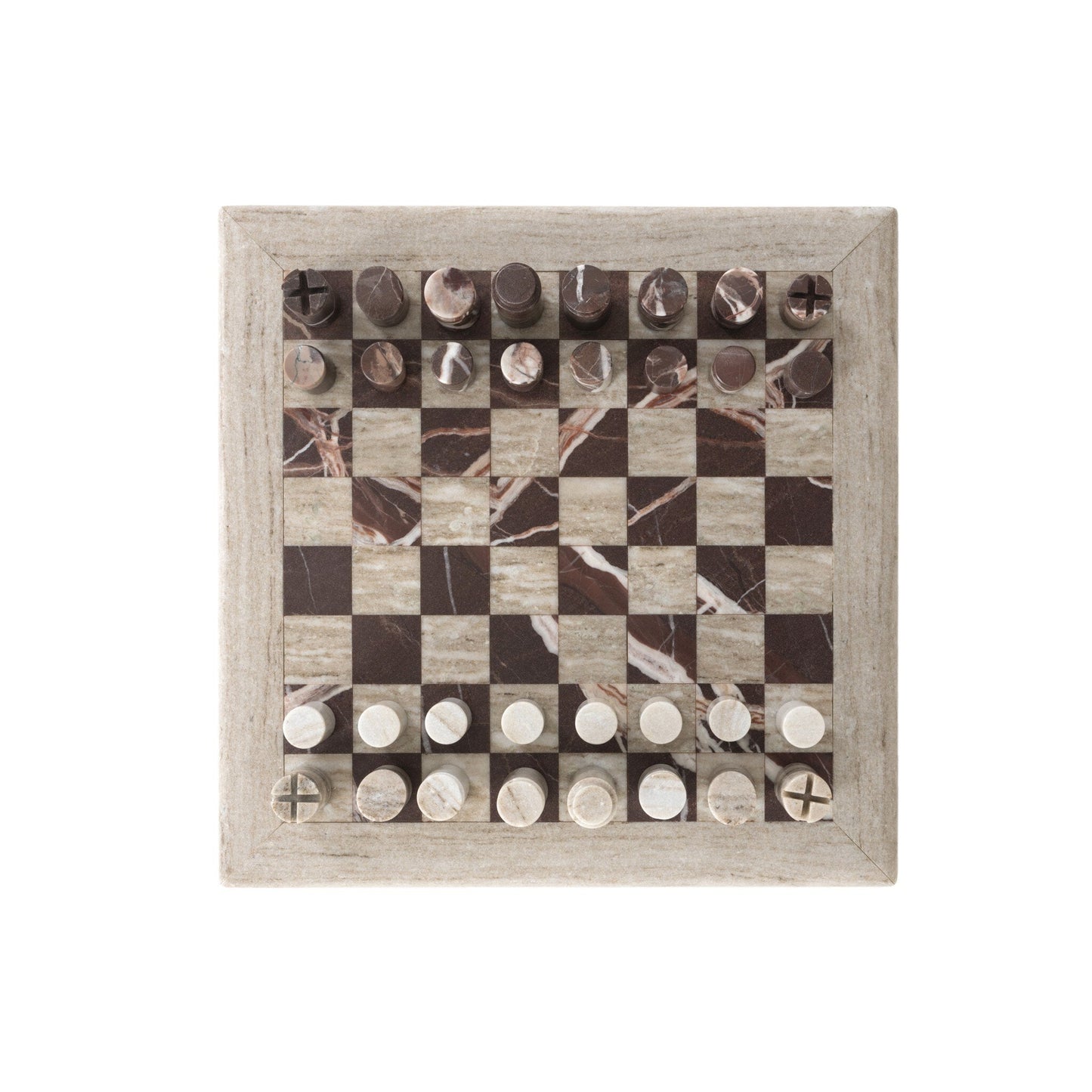 Four Hands Stone Chess Set - Antique White Marble