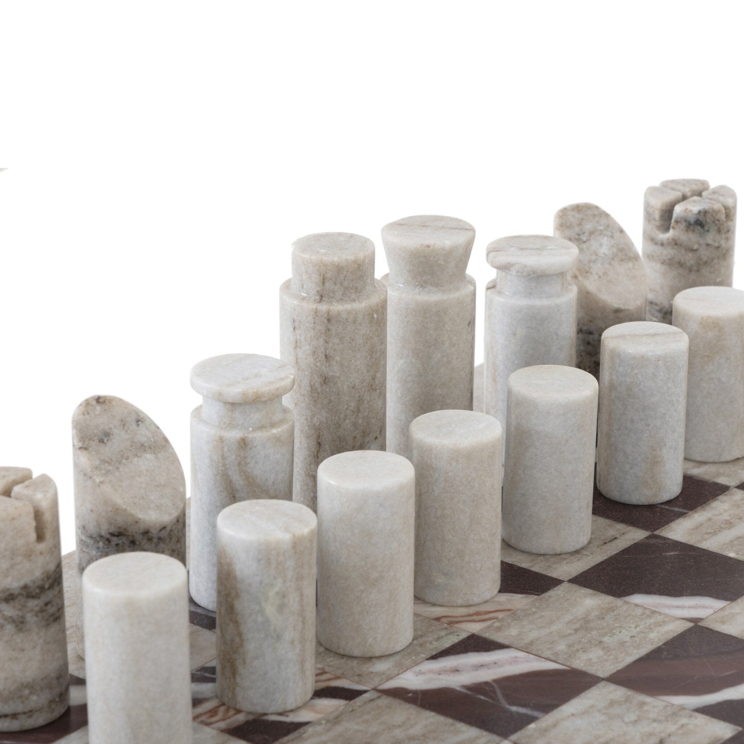 Four Hands Stone Chess Set - Antique White Marble