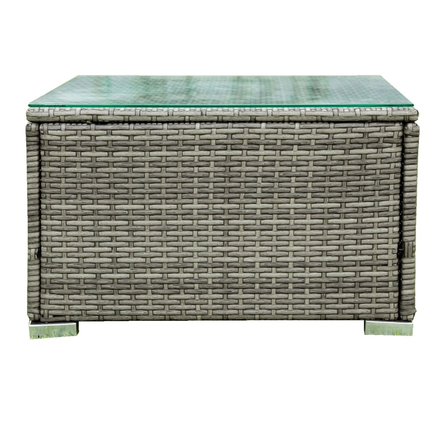4 Piece Patio Sectional Wicker Rattan Outdoor Furniture Sofa Set With Storage Box