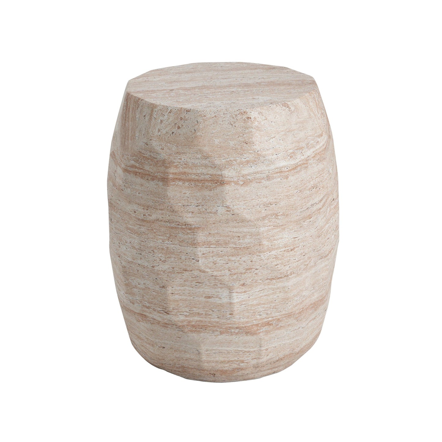 Travertine Lightweight Concrete Side Table For Indoor / Outdoor Use - Beige
