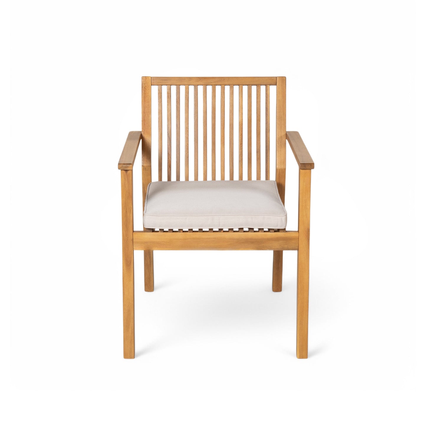 5-Piece Acacia Wood Outdoor Dining Set, Patio Table & Chairs with Removable Cushions