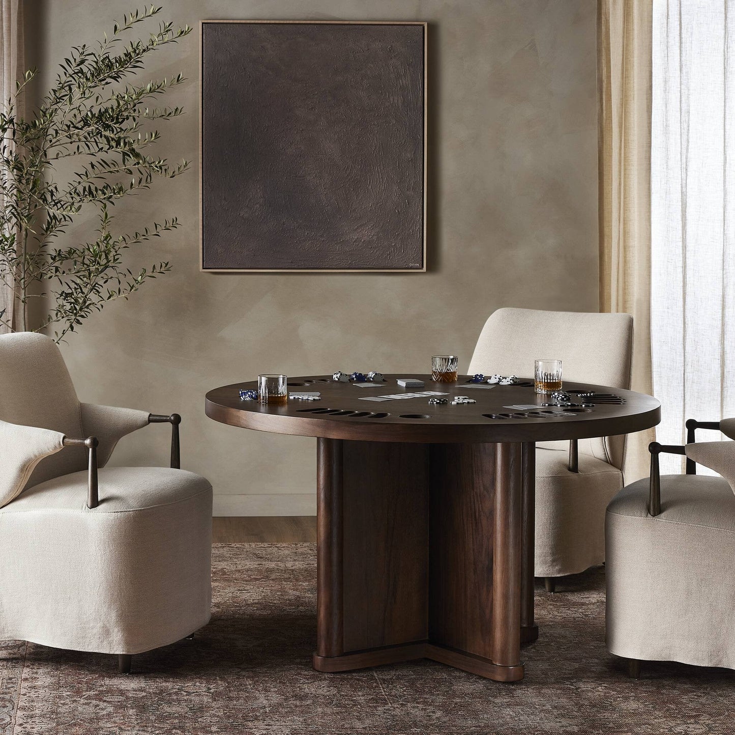 Four Hands Mayfield Poker Table - Dark Walnut