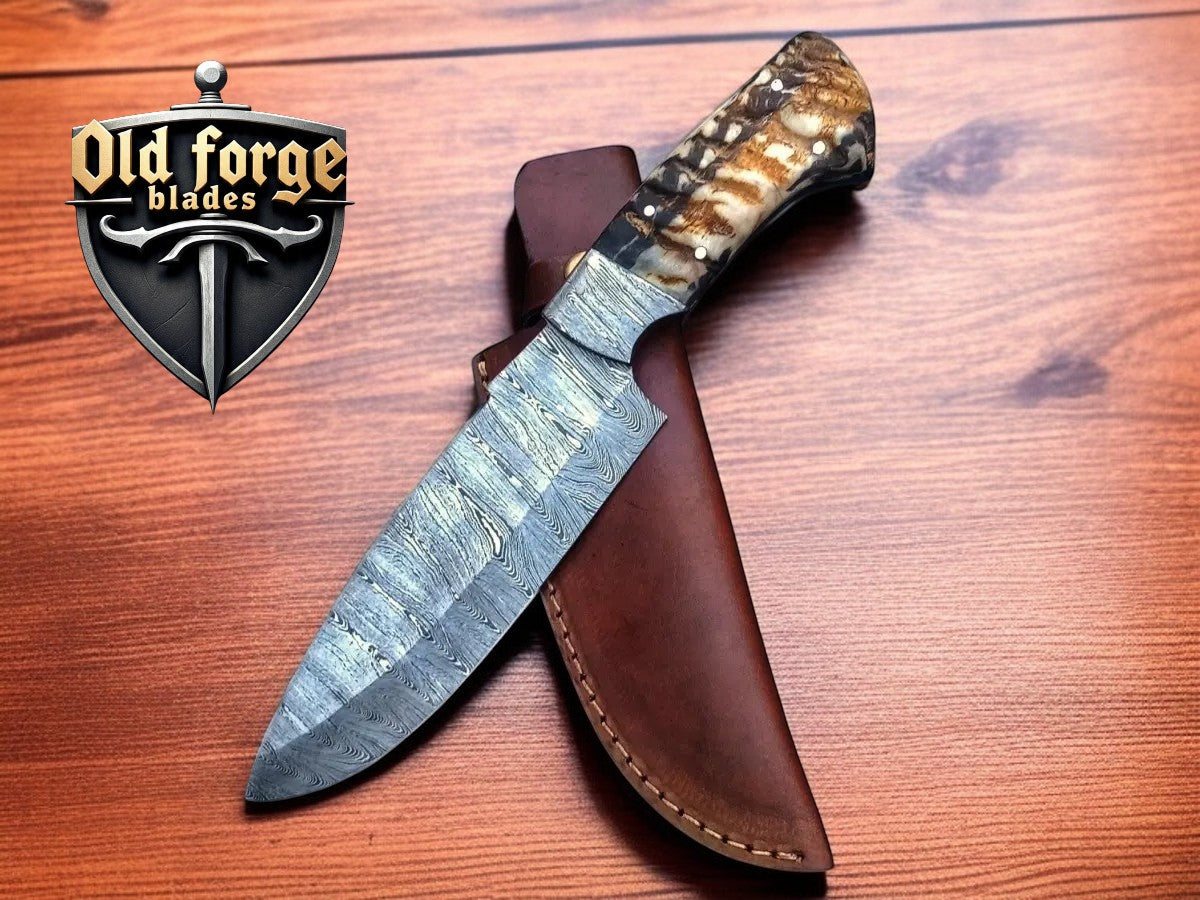 Custom Damascus Steel Hunting & Skinner Knife with Resin Handle