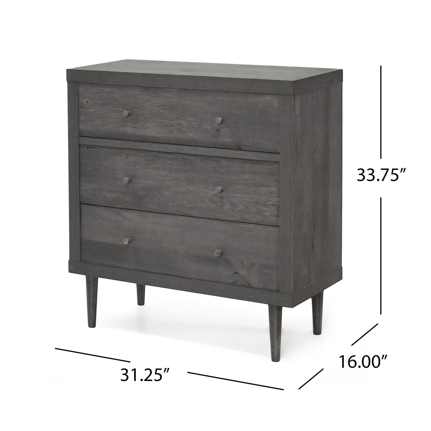 Nystrom Mid Century Modern 3 Drawer Chest