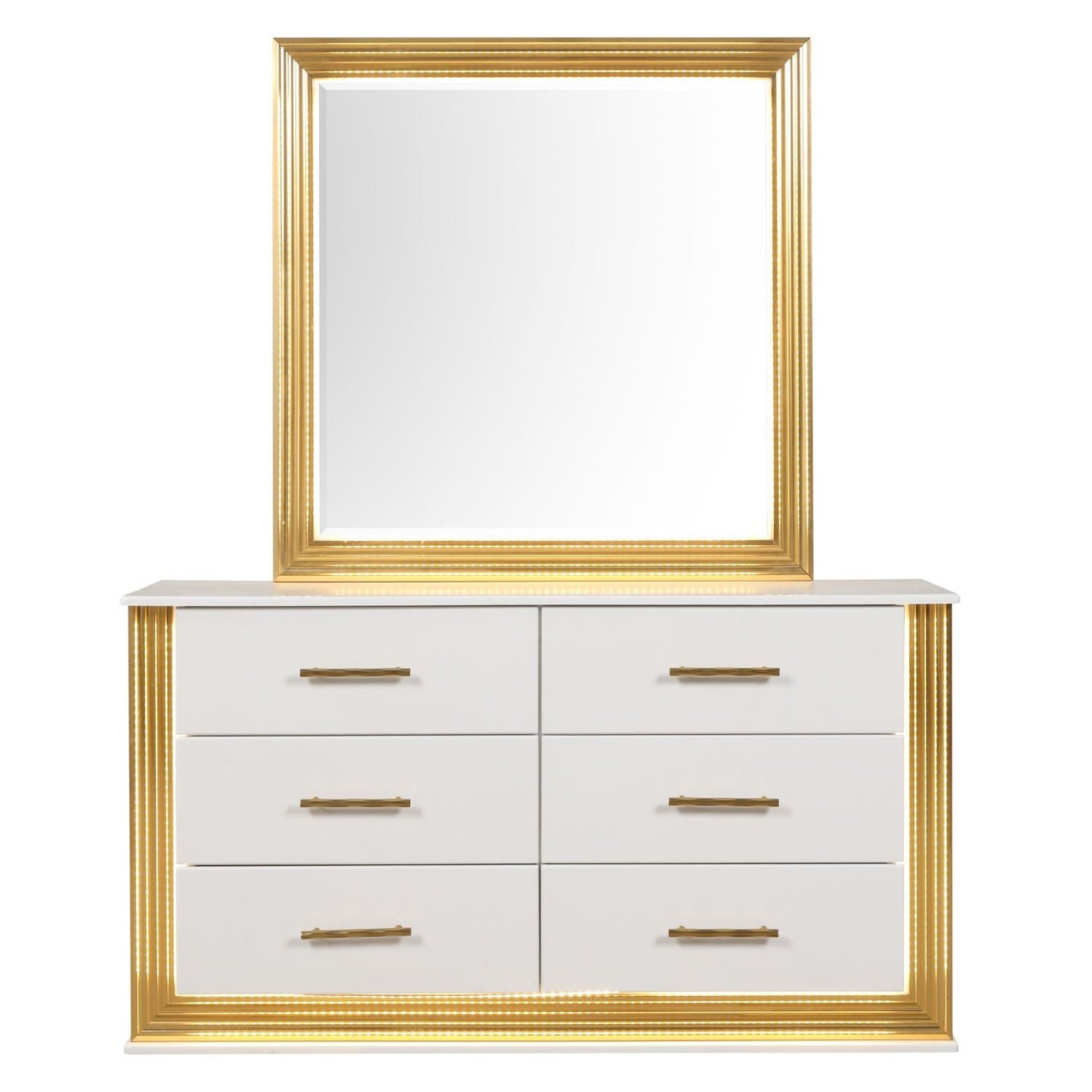 Obsession - 6 Drawer LED Dresser - White