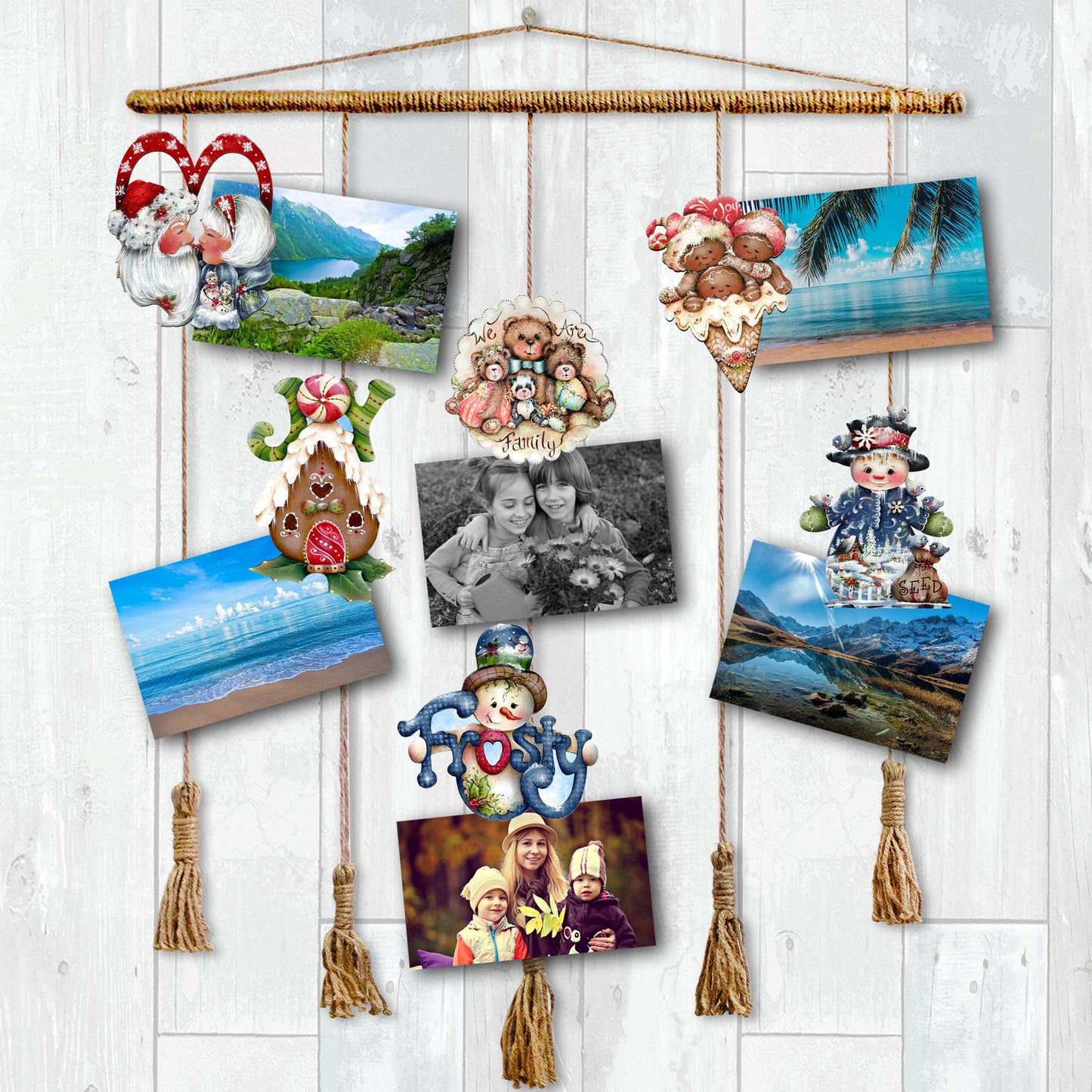Merry Christmas  Clip-On Eco Wood Decorative Ornaments Set of 6 by Jamie Mills-Price - Christmas Decor - 8090136C-S6