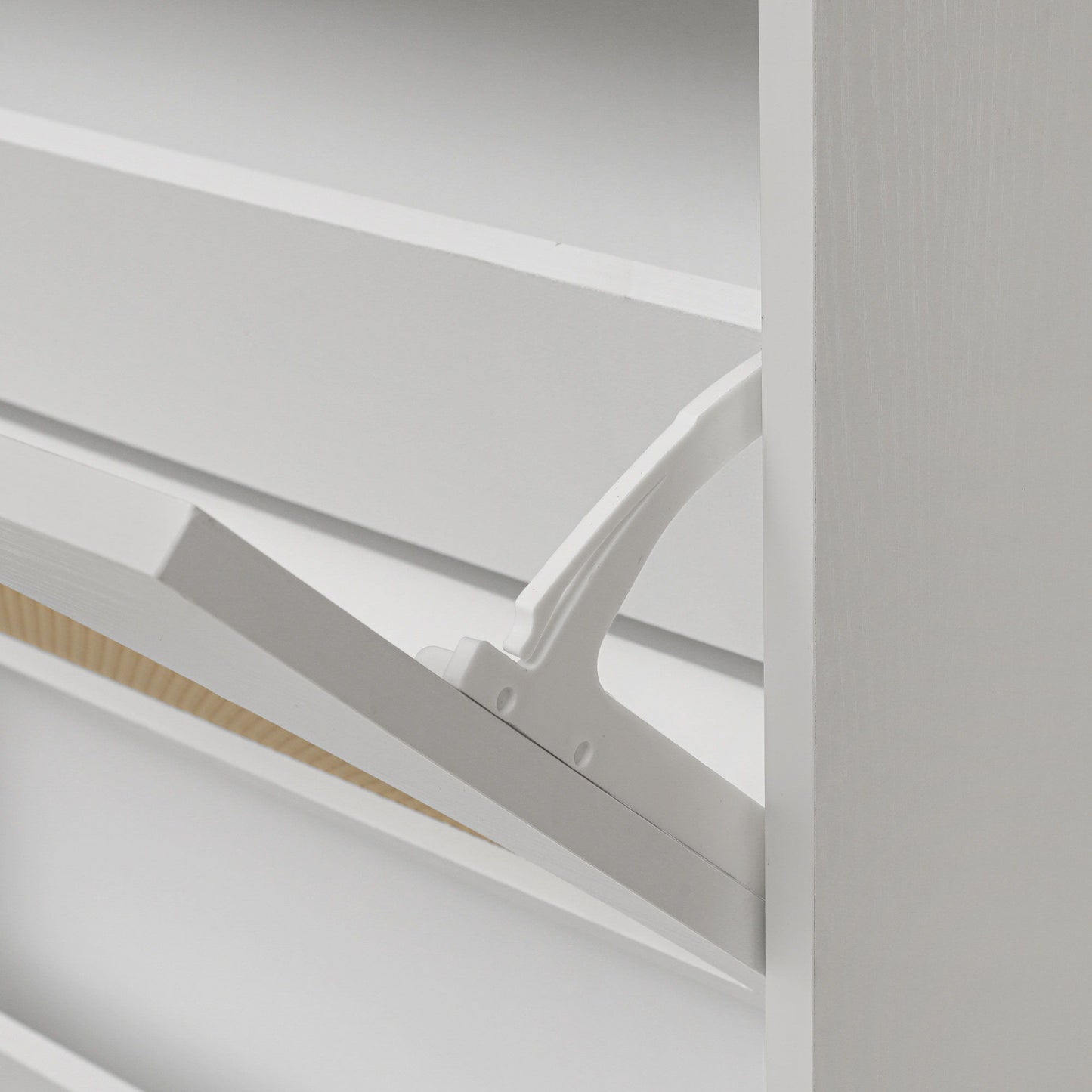 2 Door Shoe Rack, Rattan, Double Layer, Suitable For Living Room, Hallway - White