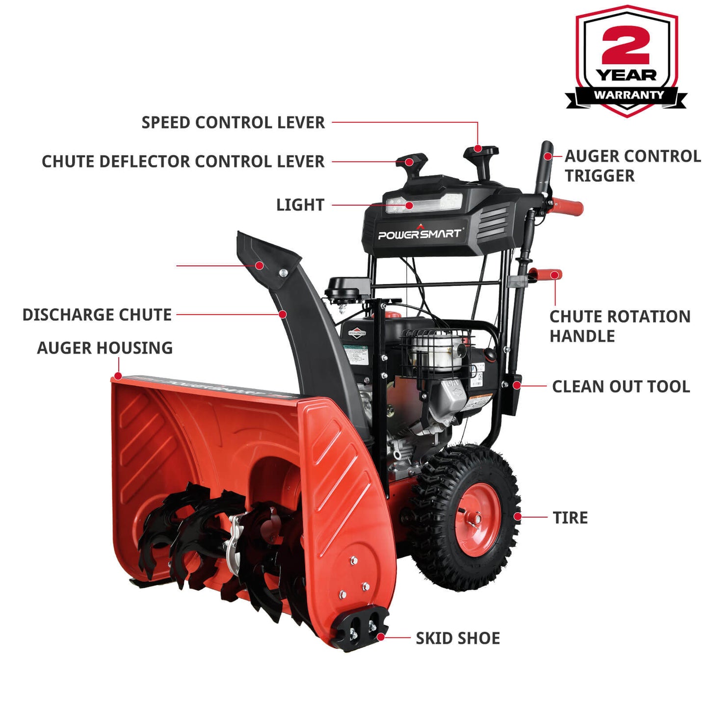 26'' 250cc Two Stage Self-Propelled Gas Snow Blower w/ Briggs & Stratton Engine PSS2260BS