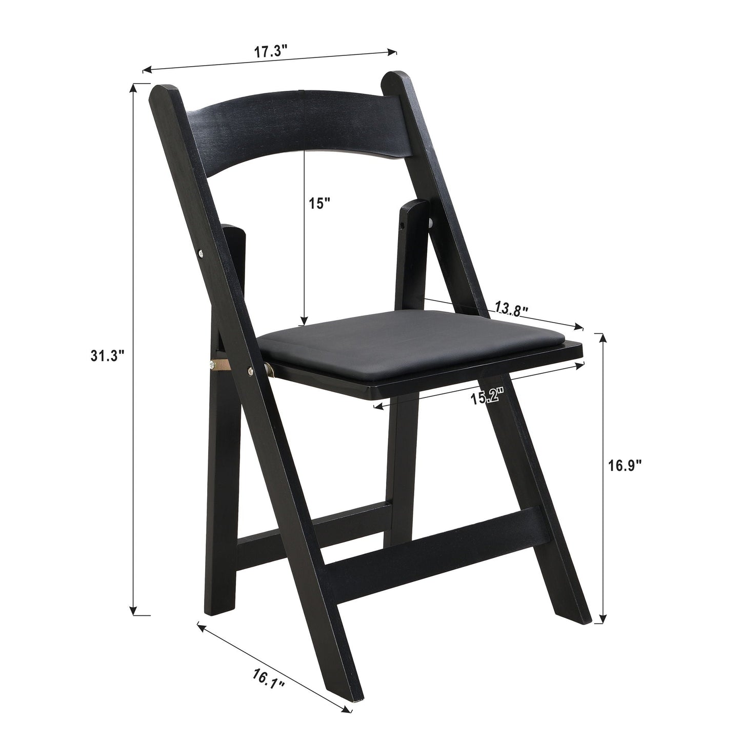 Solid Wood Upholstered Folding Chair Set, Dining Room (Set of 4)