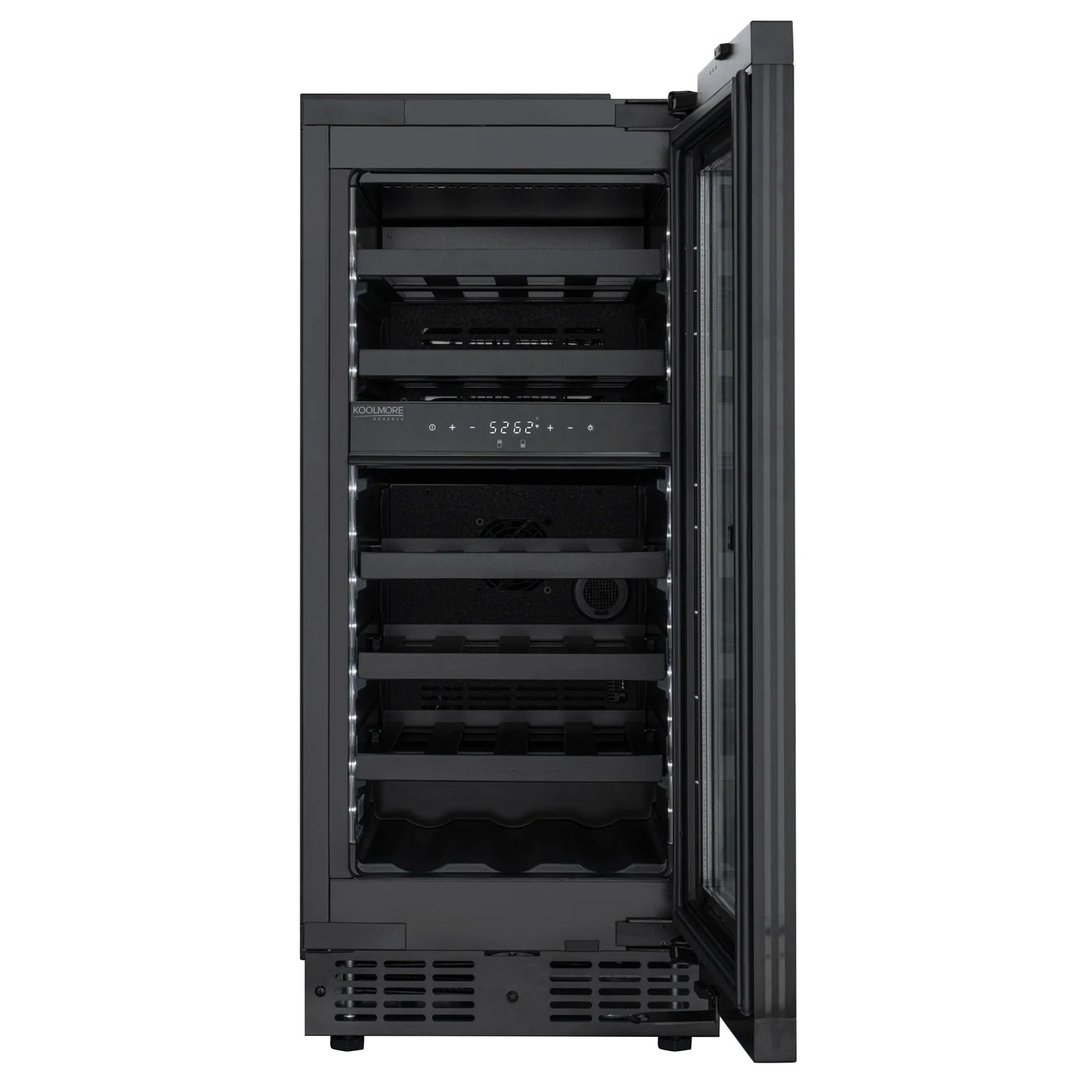 KoolMore Reserve 15 in. Under-Counter Panel Ready Dual Zone Built-in Wine Cooler and 23 Bottle Capacity in Black