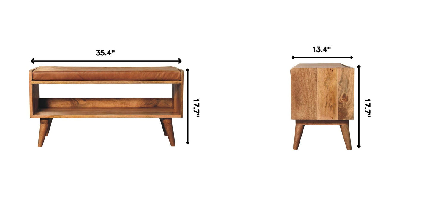 Solid Wood Bench With Upholstered Sea