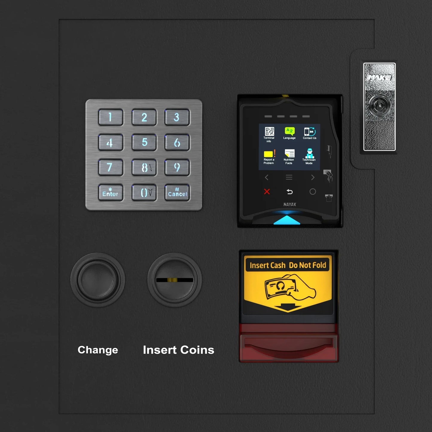 Kool More Snack Vending Machine with 21.5 Inch Touch Display, 66 Slots and Elevator-Lift Dispensing System, Refrigerated, Wifi and 4G Connectivity in Black