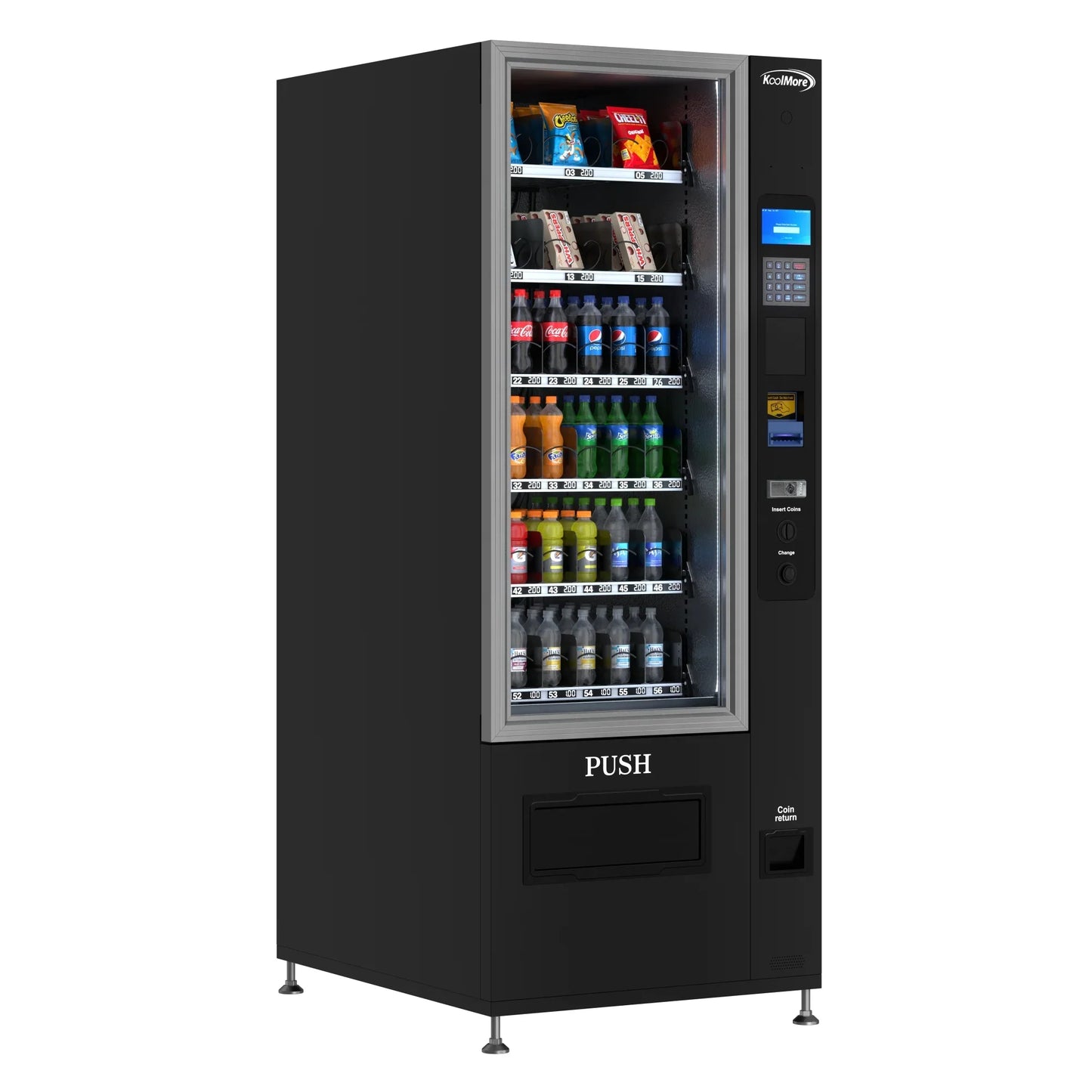 Kool More Refrigerated Snack and Drink Vending Machine with 36 Slots in Black
