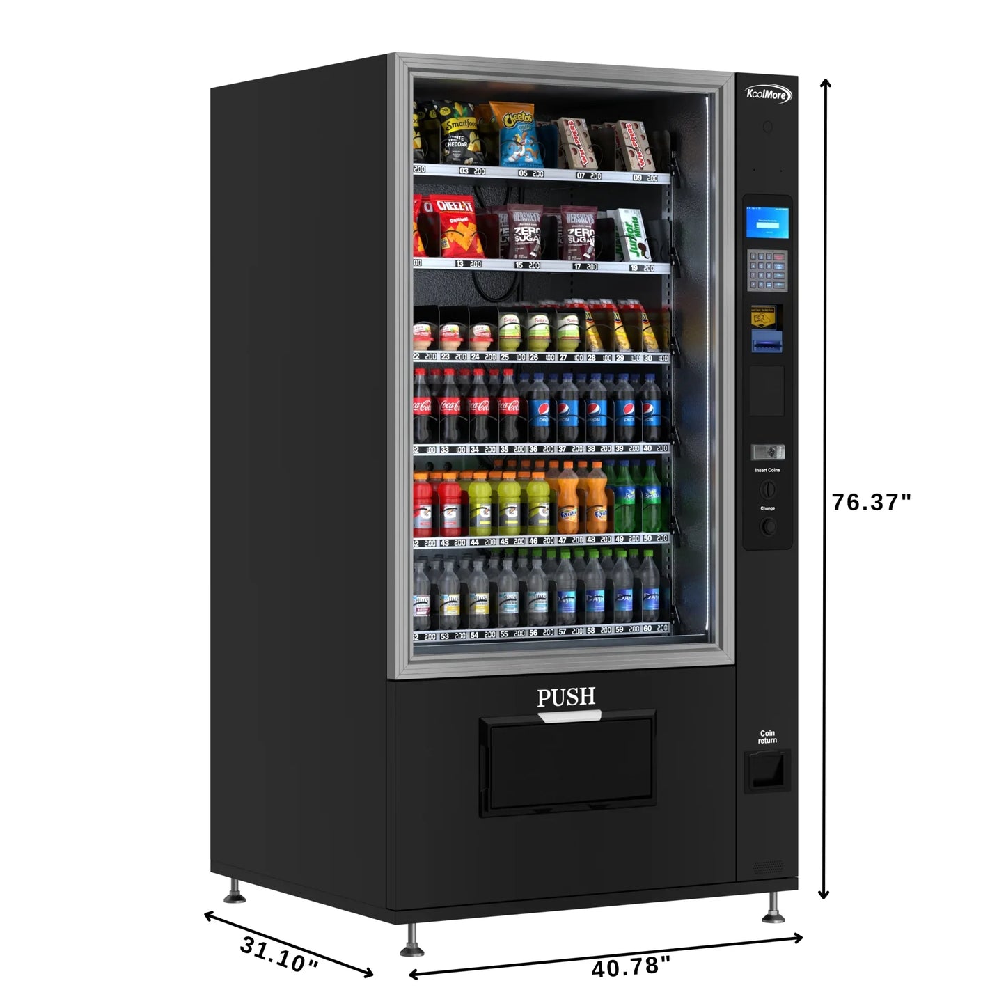 Kool More Refrigerated Snack and Drink Vending Machine with 60 Slots in Black