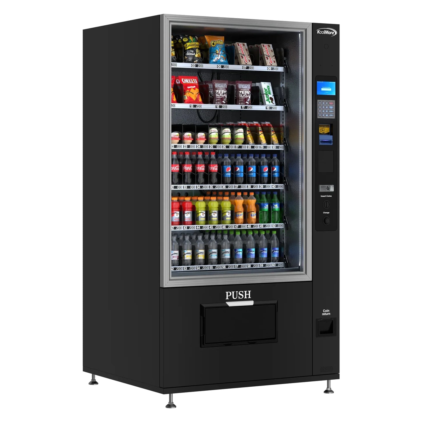 Kool More Refrigerated Snack and Drink Vending Machine with 60 Slots in Black